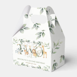 Chic Jungle Animals Greenery 2nd Birthday Two Wild Favour Box