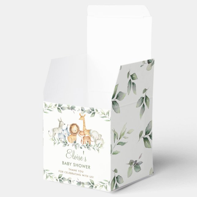 Chic Jungle Animals Greenery Baby Shower Birthday  Favour Box (Opened)
