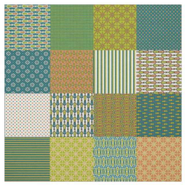 Chic Jungle Drums Faux Patchwork Ethnic Pattern Fabric (Swatch)