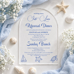 Chic Just Love Rehearsal Dinner & Sunday Brunch Acrylic Invitations