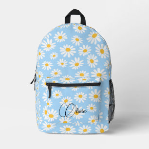 Chic Kawaii Floral Pattern Custom Name Print Printed Backpack