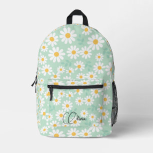 Chic Kawaii Floral Pattern Custom Name Print Printed Backpack