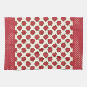 Chic Kitchen Towel or Tea Towel: Deep Red Roses