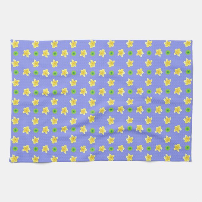 Chic Kitchen Towel: Primroses, Polkas, Blue Tea Towel (Horizontal)