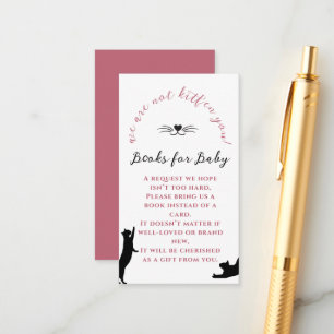 Chic Kitten Pink Girl Baby Shower Books For Baby Enclosure Card