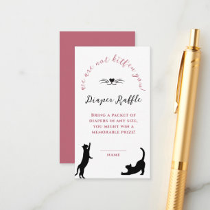 Chic Kitten Pink Girl Baby Shower Diaper Raffle Enclosure Card