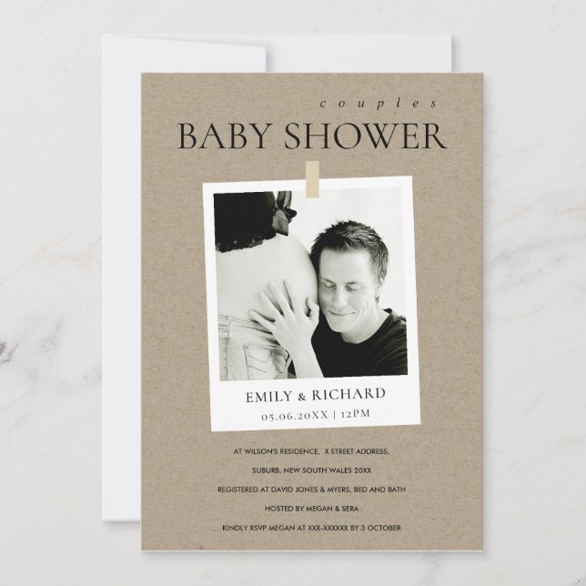 CHIC KRAFT CUSTOM PHOTO COUPLES BABY SHOWER INVITE (Front)