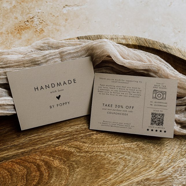 Chic Kraft Handmade with Love Thank You Order Enclosure Card (Creator Uploaded)