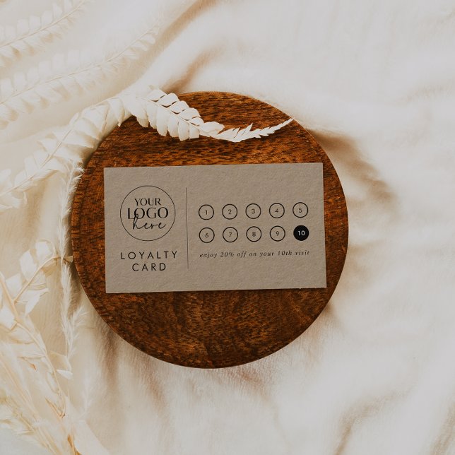 Chic Kraft Paper Logo Business Reward 10 Punch Loyalty Card (Creator Uploaded)