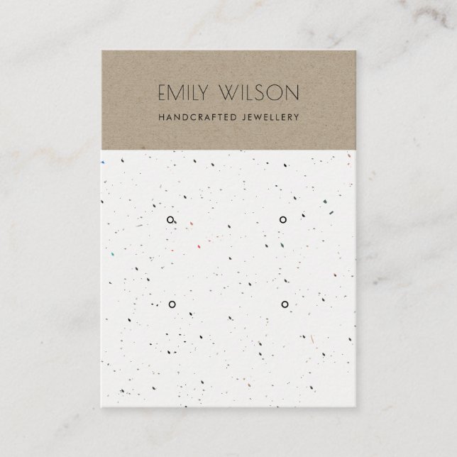 CHIC KRAFT WHITE TERRAZZO 2 EARRING DISPLAY LOGO BUSINESS CARD (Front)