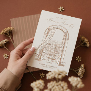 Chic La Dolce Vita Hand Doodle Sketch Venice Italy Save The Date