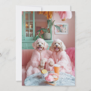 Chic Labradoodles in Pink Lounge Invitation