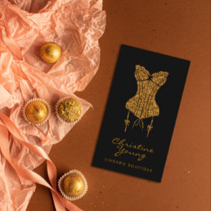 Chic Lace Lingerie Boutique Golden Glitter Busine Business Card