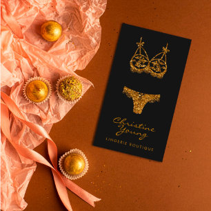 Chic Lace Lingerie Boutique Golden Glitter Business Card
