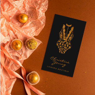 Chic Lace Lingerie Boutique Golden Glitter Business Card