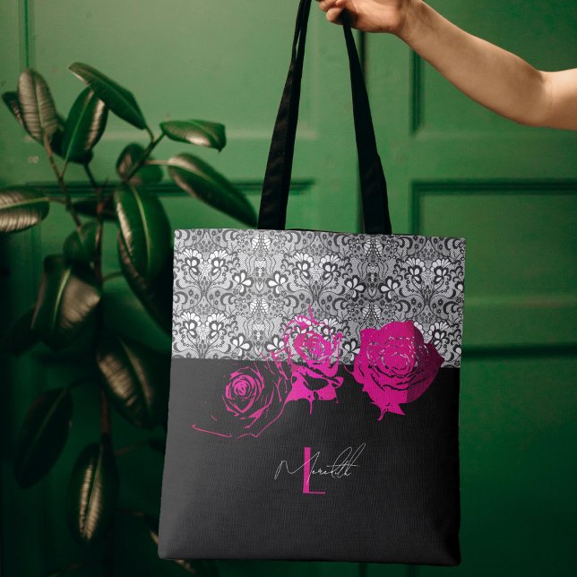 Chic Lace & Roses Personalised Tote (Creator Uploaded)