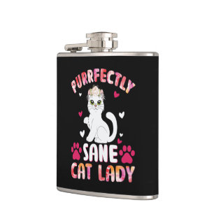 Chic Lady Cat, Purrfectly Sane Cat Lady Hip Flask