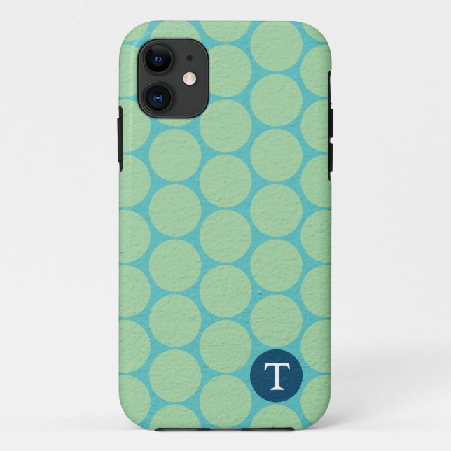Chic Large Teal Green Polka Dots Case-Mate iPhone Case (Back)