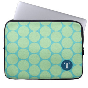Chic Large Teal Green Polka Dots Laptop Sleeve