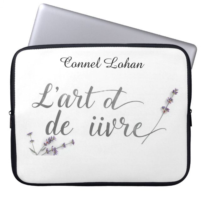 Chic L'Art de Vivre French Quote Aesthetic Laptop Sleeve (Front)