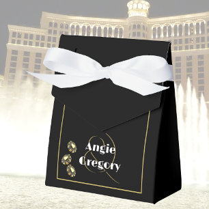 Chic Las Vegas Casino Black Gold White Wedding   Favour Box