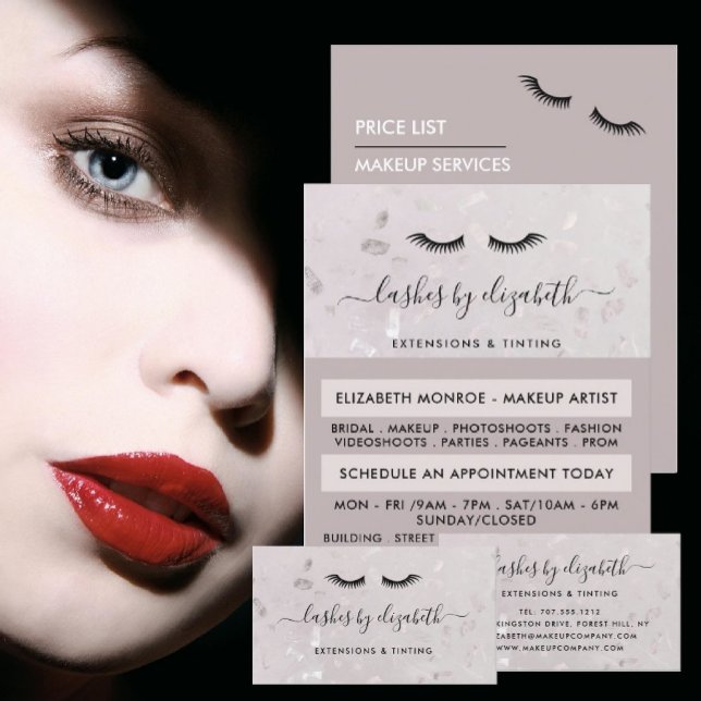 Chic Lashes Modern Beauty Makeup Artist Business Card (Creator Uploaded)