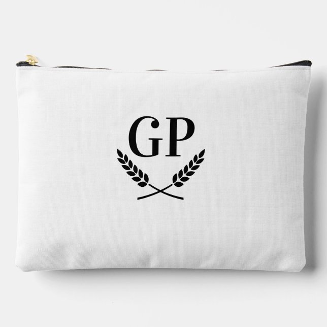 Chic laurel crest monogram logo large cosmetic bag (Front)