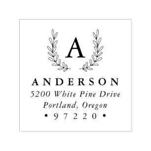 Chic Laurel Monogram Return Address Self-inking Stamp