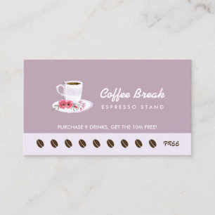 Chic Lavender Floral Coffee Stand Loyalty Punch Card