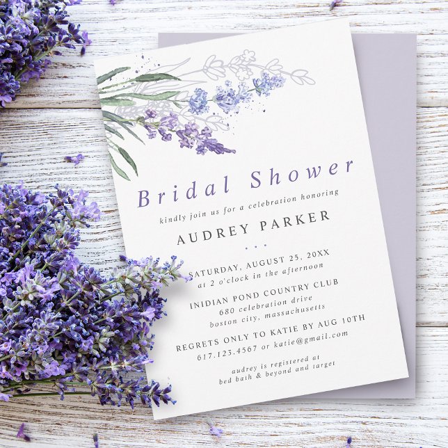 Chic Lavender Floral Watercolor Bridal Shower Invitation (Creator Uploaded)