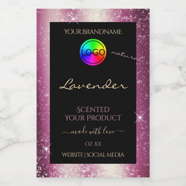 Chic Lavender Glitter Frame Product Label and Logo (Single Label)