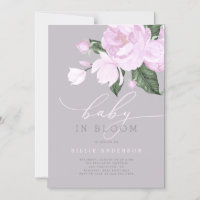Chic Lavender Grey Floral Baby in Bloom Shower