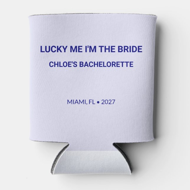 Chic Lavender Lucky Me Bachelorette Can Cooler (Front)