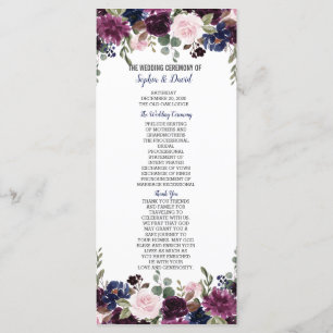 Chic Lavender Navy Blue Floral Bloom Program Programme