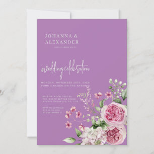 Chic Lavender Peony Elegance Wedding Invitation