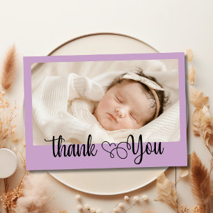 Chic Lavender Photo Baby Shower Thank You Card