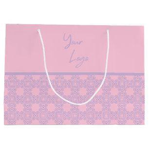 Chic Lavender Pink Stripe Custom Business Logo Large Gift Bag