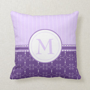 Chic Lavender Purple Custom Monogram Pattern Cushion