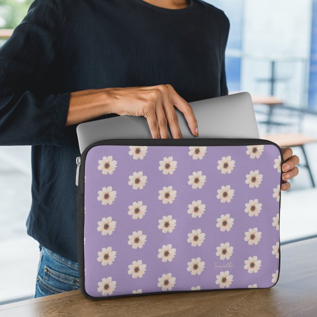Chic lavender Purple Floral Laptop Sleeve (Creator Uploaded)