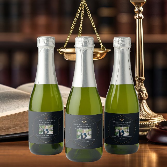 Chic Law School Photo Graduation Party Mini Sparkling Wine Label (Creator Uploaded)