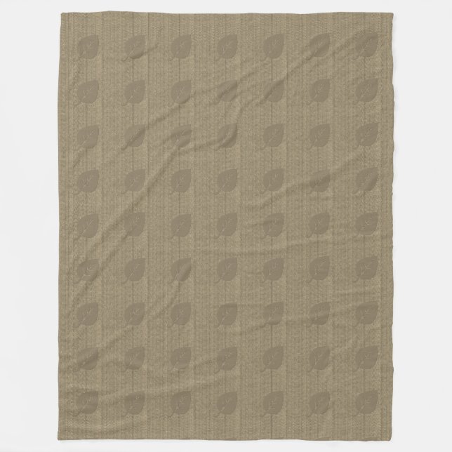 Chic Leaf Pattern Fall Beige Brown Blanket (Front)