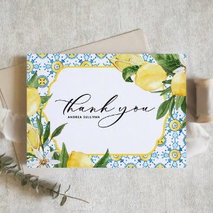 Chic Lemon and Blossoms Mediterranean Graduation Thank You Card