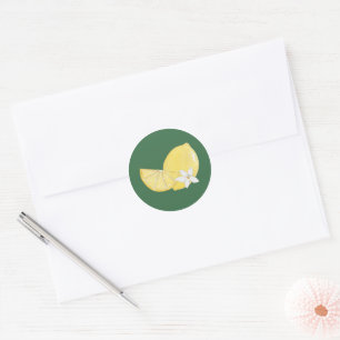 Chic Lemon Citrus Floral Wedding Classic Round  Sticker