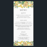 Chic Lemon Floral Greenery Wedding Menu<br><div class="desc">Designed to co-ordinate with our Lemon Mediterranean wedding collection, this elegant wedding menu features summery watercolor lemons, floral and greenery. Personalise it with your wedding details easily and quickly, simply press the customise it button to further re-arrange and format the style and placement of the text. Double sided. The Happy...</div>