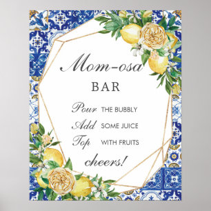 Chic Lemon Floral Mum-osa Bar Baby Shower Sign