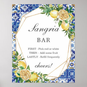 Chic Lemon Floral Sangria Bar Sign