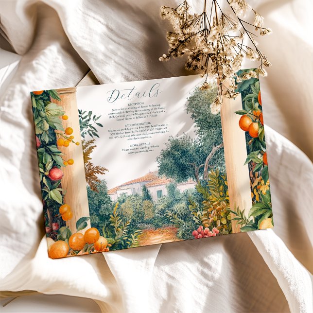 Chic Lemon Mediterranean Summer Wedding Enclosure Card (Creator Uploaded)