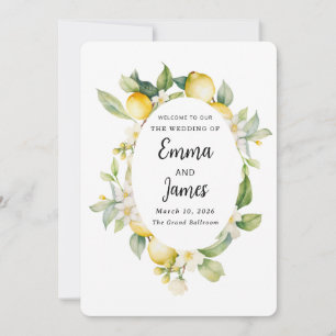 chic lemon Spring floral Wreath minimalist Invitation