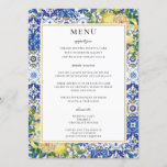 Chic Lemons Floral Greenery Mosaic Wedding Menu<br><div class="desc">Personalise this elegant timeless wedding menu with your own wording easily and quickly,  simply press the customise it button to further re-arrange and format the style and placement of the text.  Double sided. The Happy Cat Studio</div>