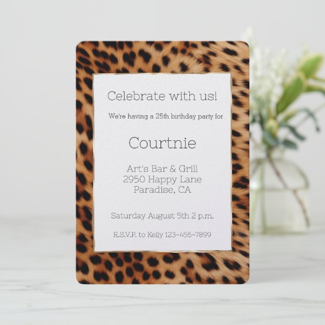 Chic Leopard Animal Birthday Invitation (Standing Front)
